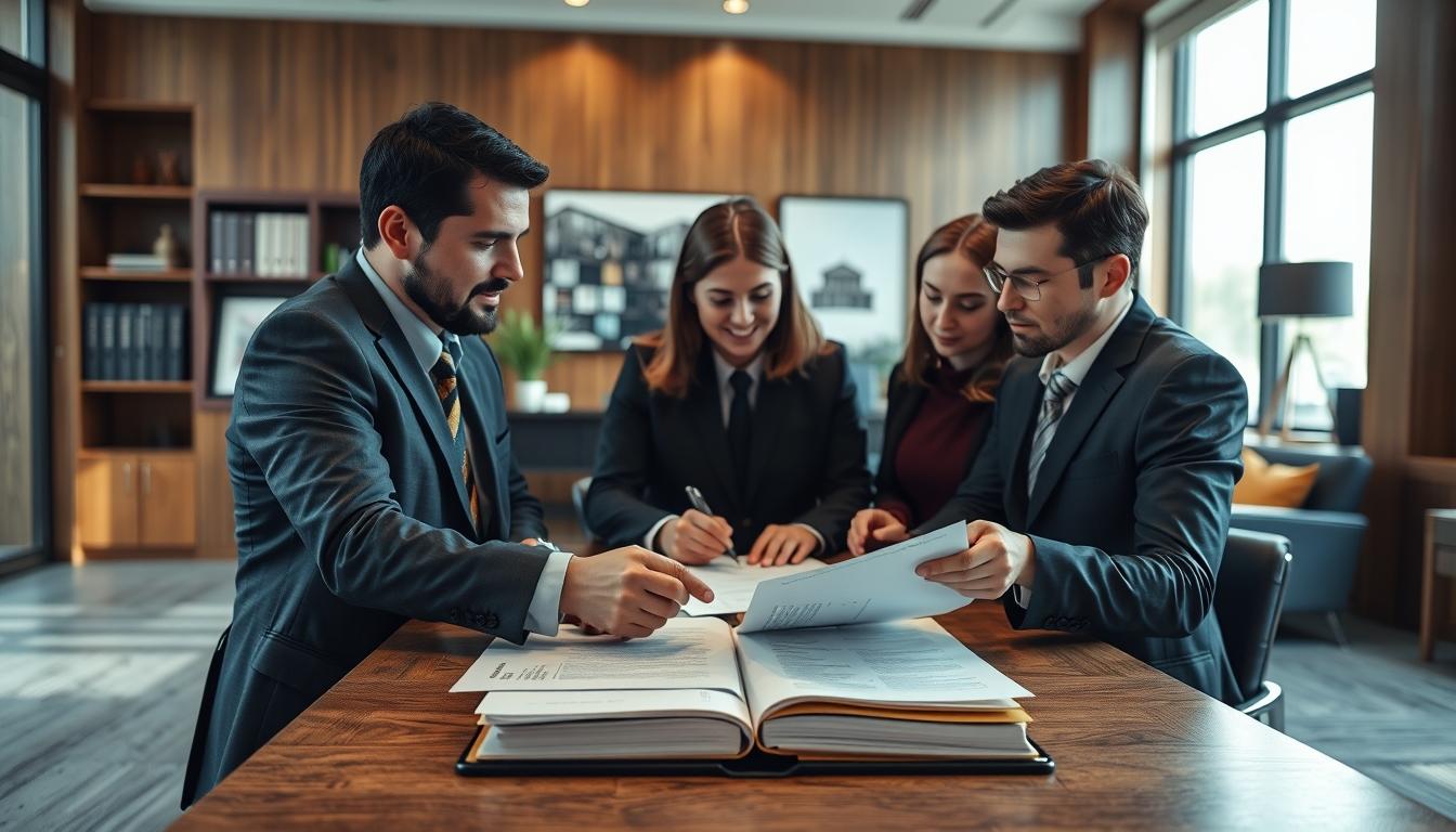 Family reviewing legal documents